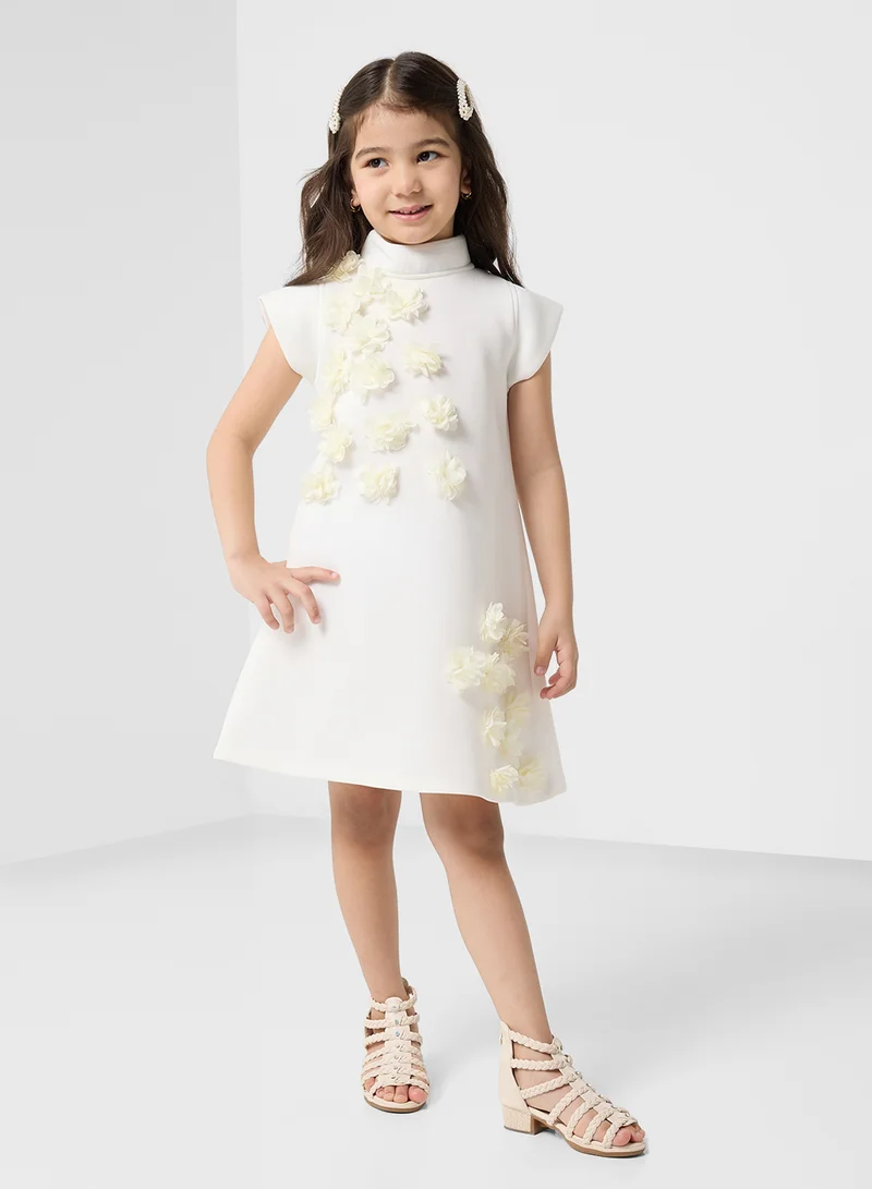 Little Golden Apple Little Short Sleeves With Flower Dress