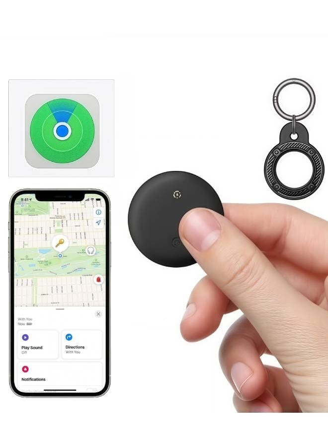 Lesha Smart Tracker Item Finder for Apple Find My APP(iOS Only) Tracker Tags for Keys with IP68 Waterproof Silicone Case, Super MINI Size Smart Bluetooth Tracker, Item Locator for Luggage, Backpack, Wallet, Bicycle, etc(Black) - Image 1