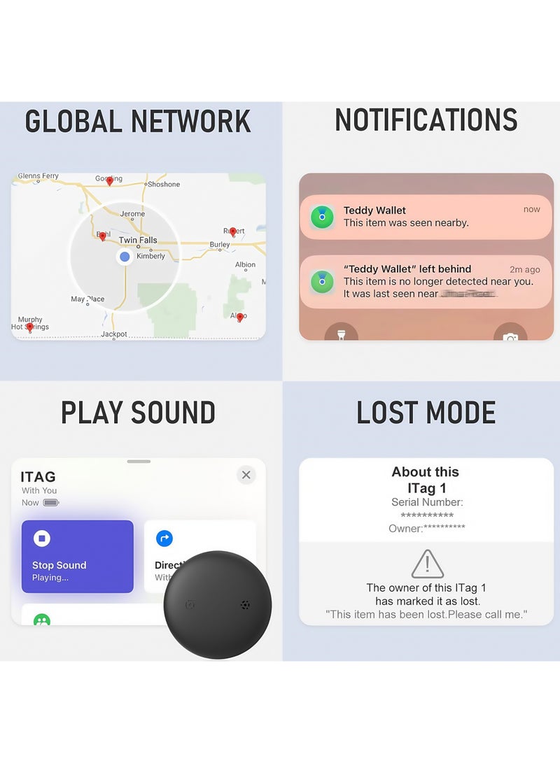 Lesha Smart Tracker Item Finder for Apple Find My APP(iOS Only) Tracker Tags for Keys with IP68 Waterproof Silicone Case, Super MINI Size Smart Bluetooth Tracker, Item Locator for Luggage, Backpack, Wallet, Bicycle, etc(Black) - Image 2