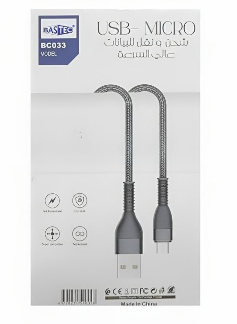 Bastec Micro USB Cable Fabric - Black - Model BC033 by BASTEC - Image 3