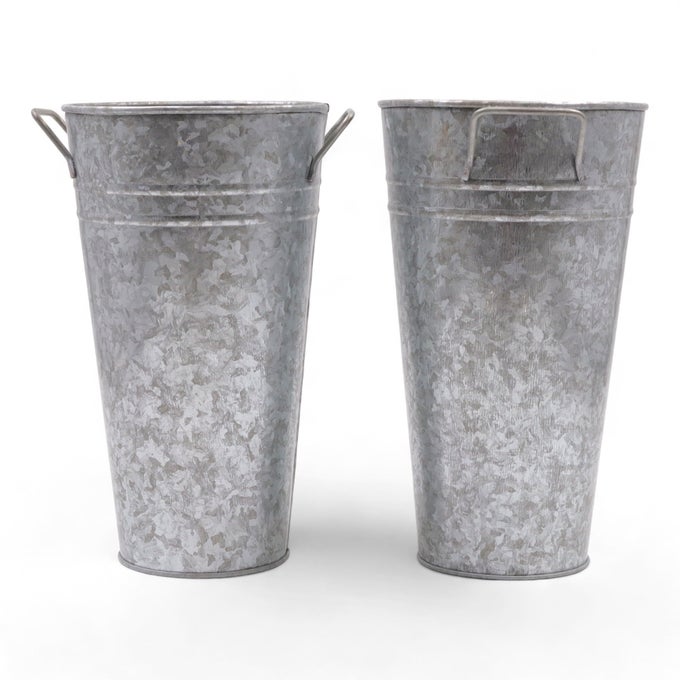 SET OF 2 GALVANIZED BUCKETPOT VASE WITH PVC LINER 5 DIA X 9 H IDEAL GIFT FOR FLORAL ARRANGEMENTS WEDDING HOME OFFICE PARTY DIY INDOOR OUTDOOR GARDEN PATIO