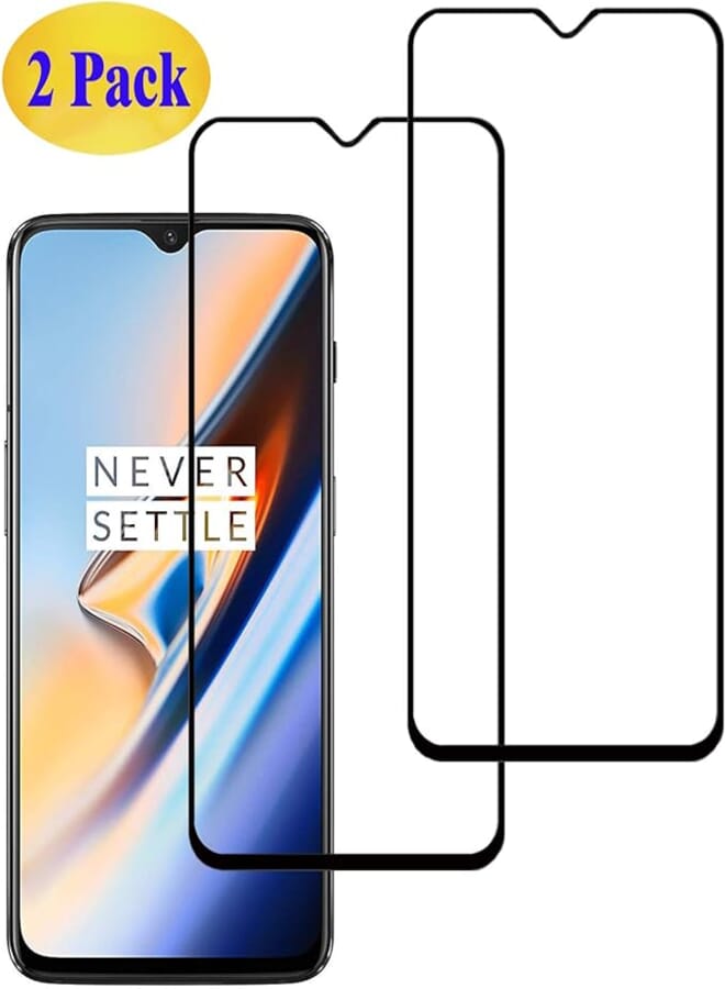 Eachy Tempered Glass for OnePlus 6T [2 Pieces] OnePlus 6T Full Coverage Screen Protector 6.41 Inch Edge to Edge 0.33 mm Black