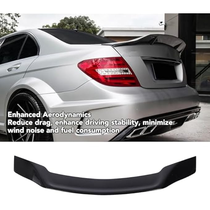 Sunisfa Rear Trunk Spoiler, Gloss Black RT Style C-Class W204 C180 C200 C250 C300 C350 C63 2008-2014, Enhances Aerodynamics, Easy Install, High Strength ABS, UV Coating, Aggressive - Image 2