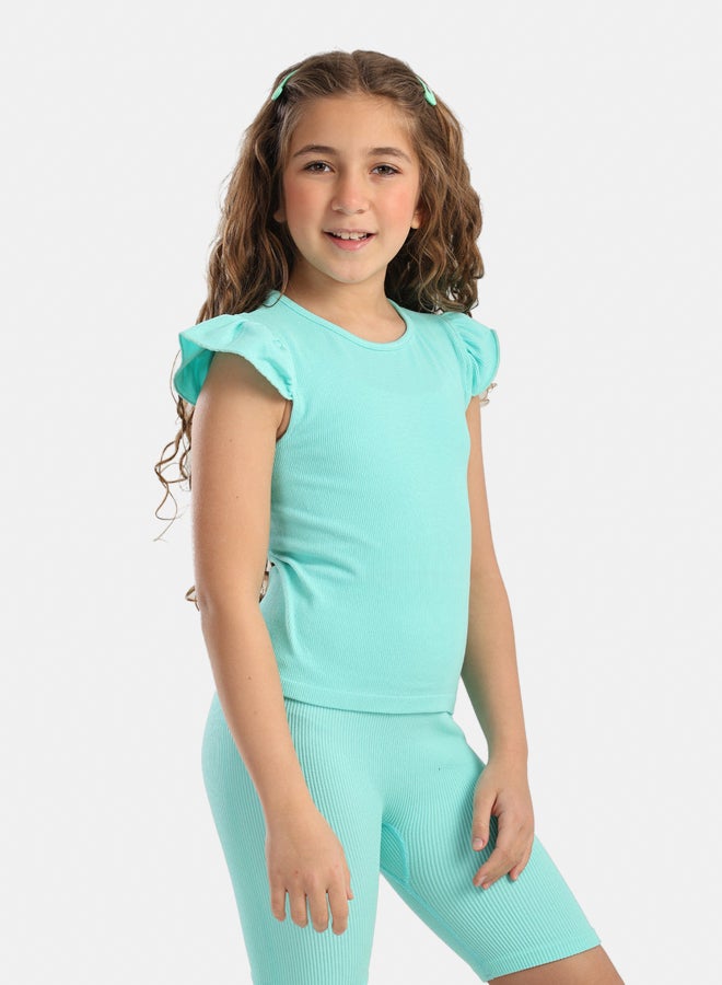 Carina Girly Ribbed Ruffle Top - Image 2