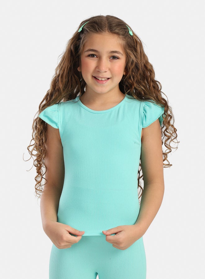 Carina Girly Ribbed Ruffle Top - Image 1