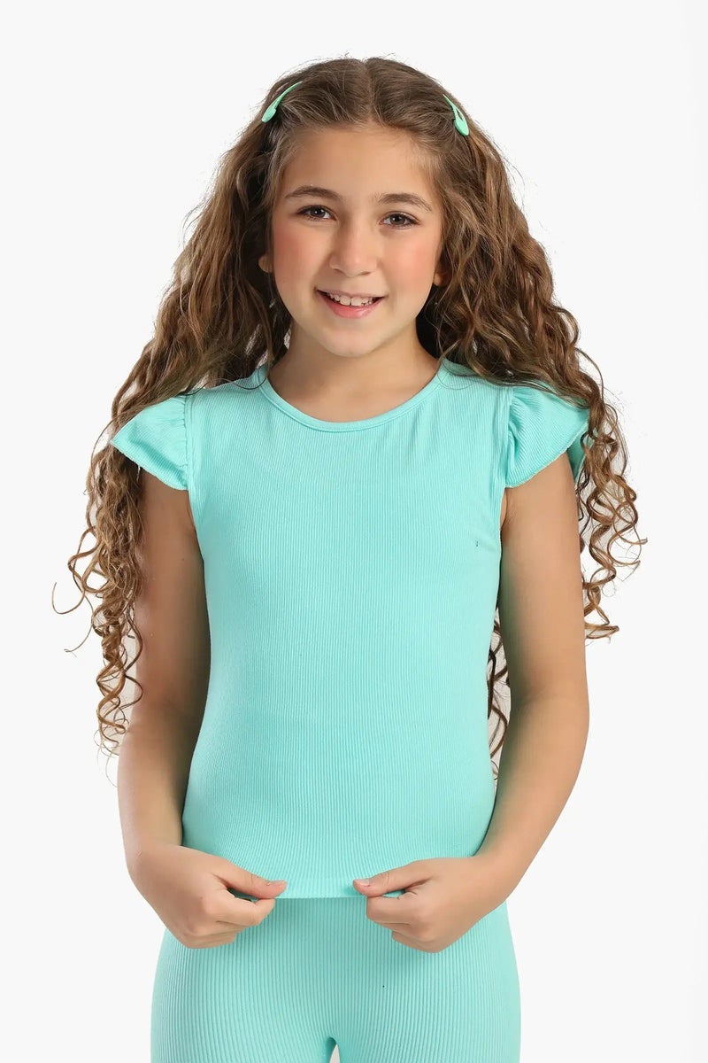 Carina Girly Ribbed Ruffle Top - Image 1