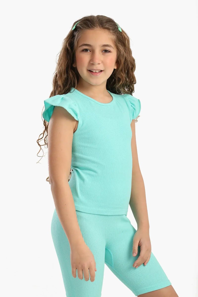 Carina Girly Ribbed Ruffle Top - Image 2