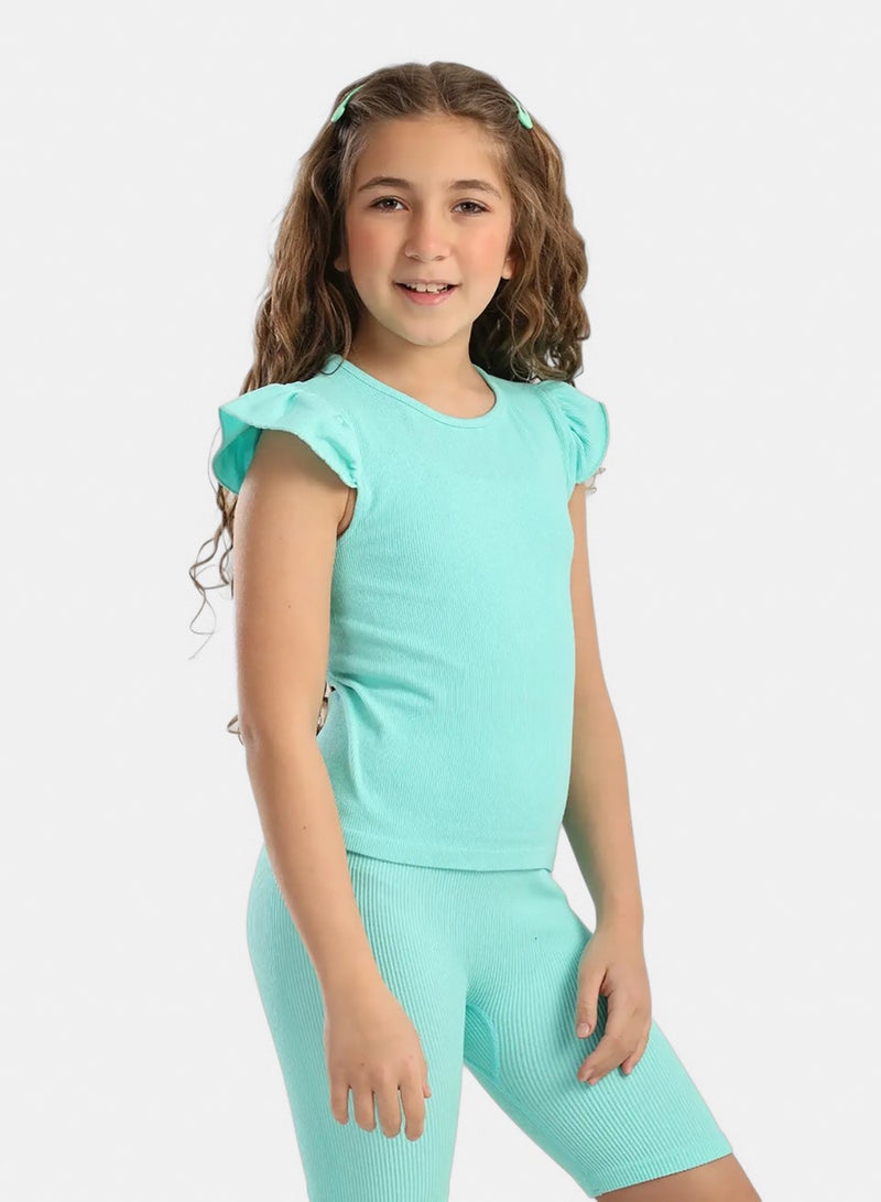 Carina Girly Ribbed Ruffle Top - Image 2