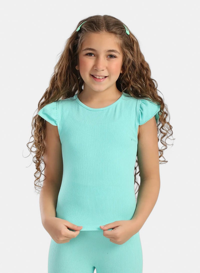 Carina Girly Ribbed Ruffle Top - Image 1