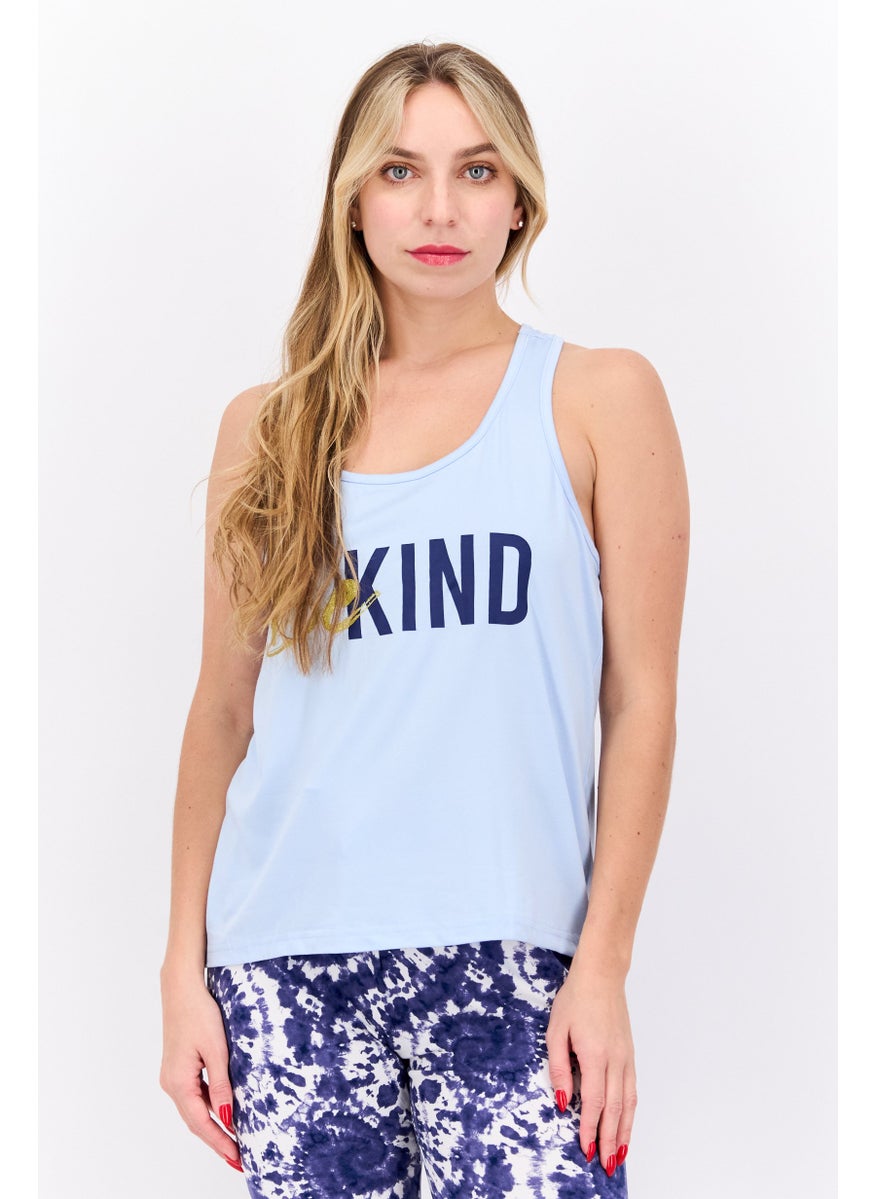 French Affair Women 2 Pc Printed Pajama Set, Blue Combo  - Image 2