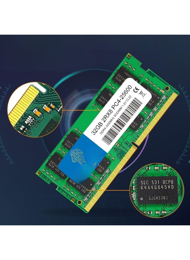 ذاكرة RAM لابتوب DDR4 بسعة 32 جيجابايت – سرعة 3200 ميجاهرتز، SO-DIMM 260 دبوس، توقيت CL22، جهد 1.2 فولت، غير مزودة بذاكرة مؤقتة - Image 3