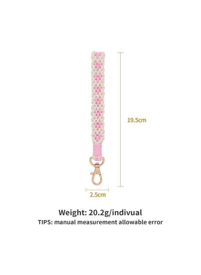 NIBEMINENT Phone Charm/ Chain Strap for Women Girls, Hand Woven Colorful Cell Phone Case Lanyard Wrist Strap,K68910/Peach Pink - Image 1