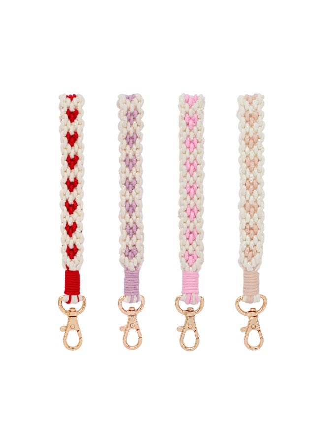 NIBEMINENT Phone Charm/ Chain Strap for Women Girls, Hand Woven Colorful Cell Phone Case Lanyard Wrist Strap,K68910/Peach Pink - Image 2