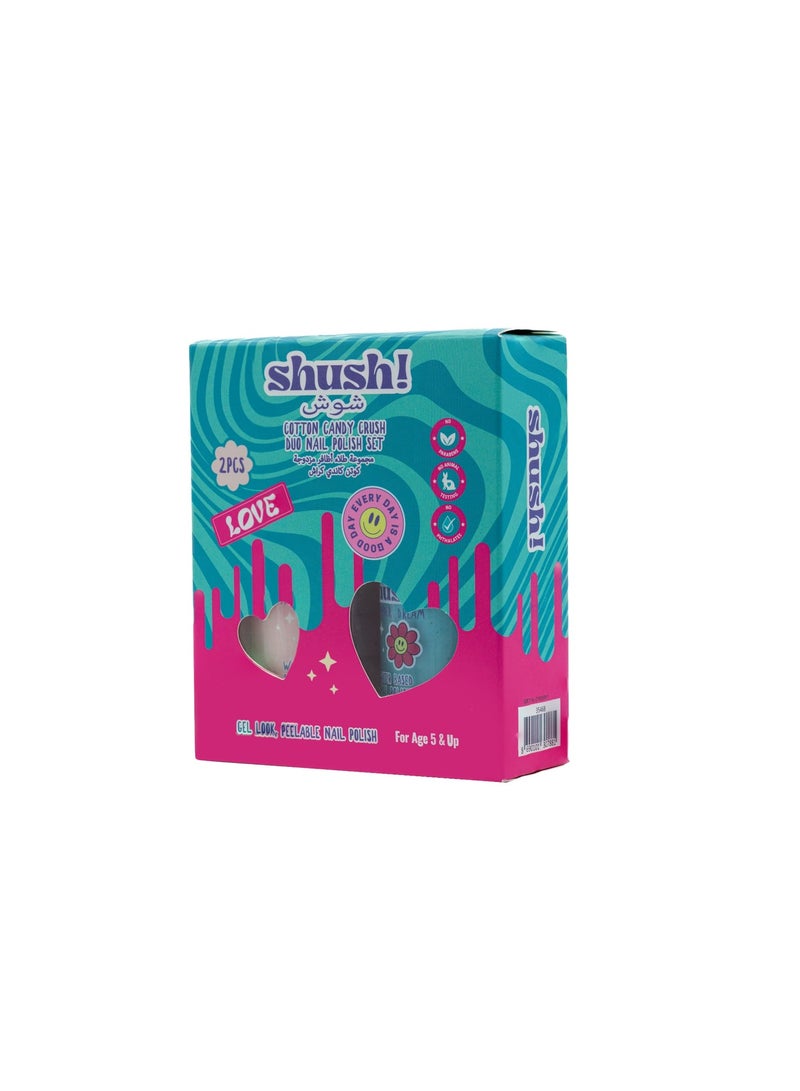 Shush! Cotton Candy Crush Duo Nail Polish Set (2‑Colours) – Age 5+ - Image 3