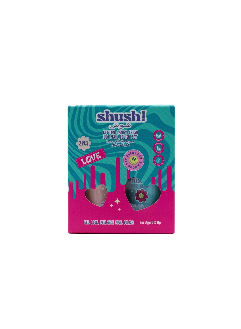 Shush! Cotton Candy Crush Duo Nail Polish Set (2‑Colours) – Age 5+ - Image 1