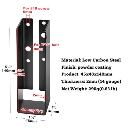 GBGS 6 Pack 2x6 Concealed Joist Hanger,14 Gauge(2 mm),Concealed-Flange Joist Bracket for Floor Deck and Ceiling Joists - Image 2