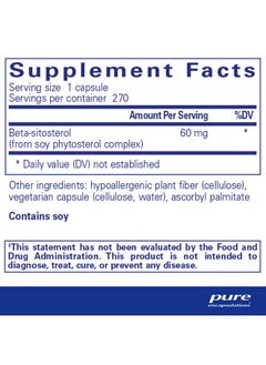 Pure Encapsulations Betasitosterol ; Supplement For Urinary Flow And Health* ; 270 Capsules  - Image 3