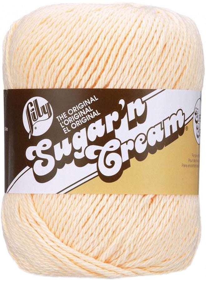 Lily Sugar 'N Cream Super Size Solid Yarn, 4oz, Gauge 4 Medium, 100% Cotton - Cream - Machine Wash & Dry - Image 1