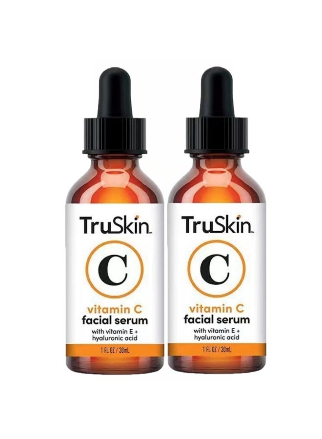 TruSkin 2-PACKS Vitamin C Facial Serum – Anti Aging Facial Serum，Brightening Serum for Dark Spots, Even Skin Tone, Eye Area, Fine Lines u0026 Wrinkles 30ml*2 - Image 1