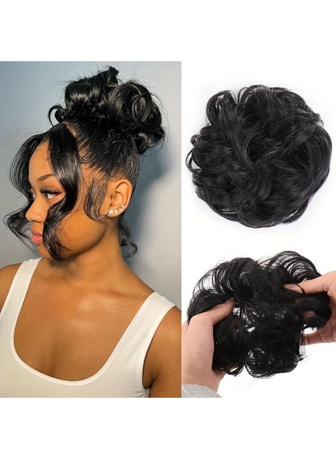 Chanderkash Women Stylish - Juda Hair Buns - Messy Bun Hair Extension - Artificial Fake Donuts Maker Scrunchies - With Elastic Rubber band - Black - 1 Pc - Image 1