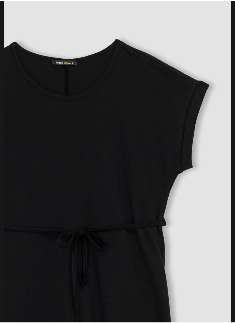 ديفاكتو Relaxed Fit Basic Drawstring Dress