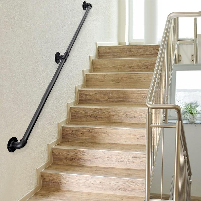 Toriexon Staircase Handrails 3FT, Galvanized Steel Stair Railing Easy to Install, Iron Balusters Hand Railing Indoor Outdoor for Household or Commercial Buildings - Image 2