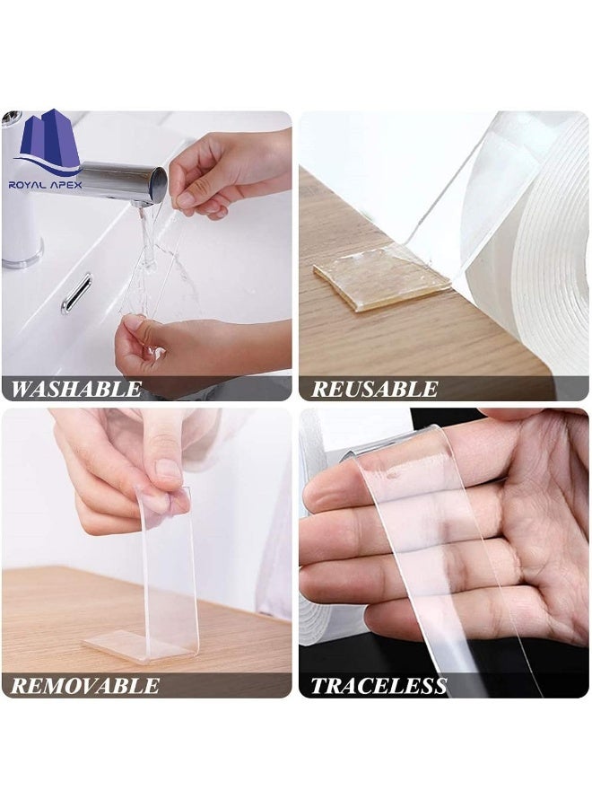 Royal Apex Traceless Washable Nano Tape Reusable Multifunction Clear Double-Sided Detachable Adhesive Tape For Paste Photos Hooks Keys Remote Control Clocks Glass Tiles Etc. 19Mm X 3Meter - Image 4