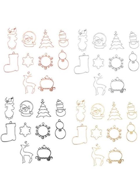 40Pcs  Open Bezel Charms Frame Pendants  Pendant Charms with Loop for DIY Crafts UV Resin Earrings Jewelry Making