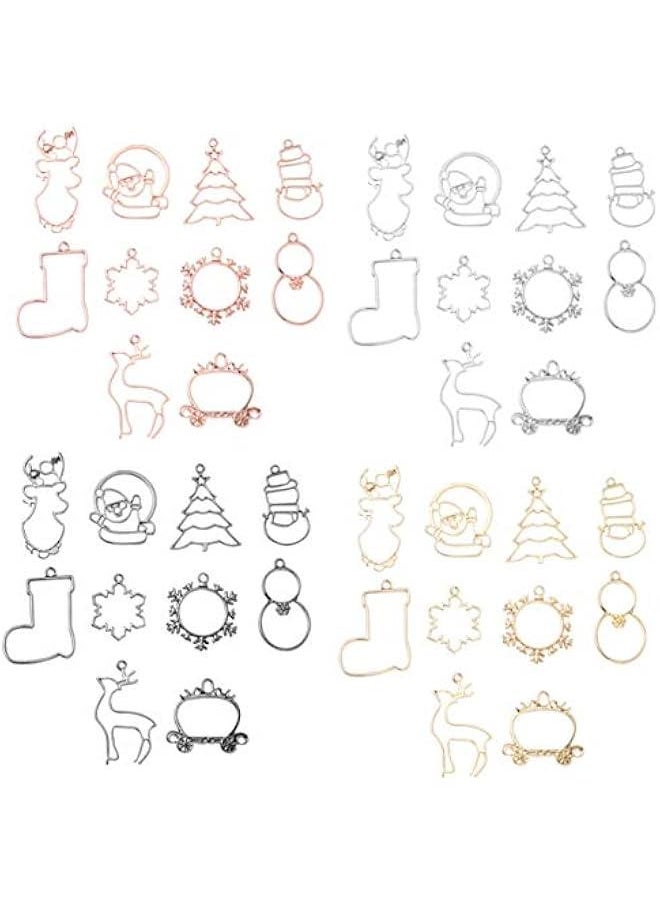 40Pcs  Open Bezel Charms Frame Pendants  Pendant Charms with Loop for DIY Crafts UV Resin Earrings Jewelry Making