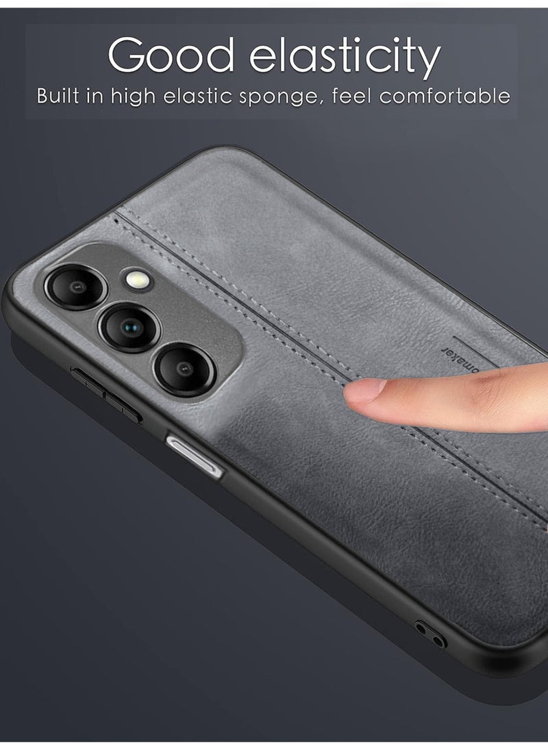OMAKER Premium Stylish PU Leather Shockproof Back Cover Case for Samsung Galaxy A14 5G - Gray  - Image 5
