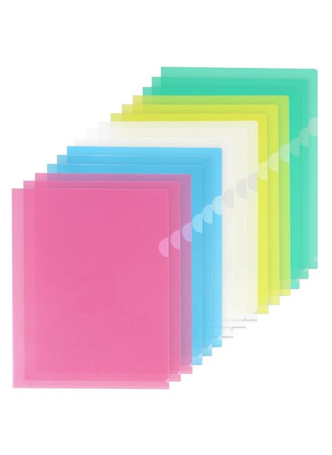 15 Pack Plastic Folders Sleeves Project Pockets, Clear File Folder Plastic Sleeves For Paper 8.5X11, Transparent Document Folders Sleeves File Jacket For School Office, Letter Size, 5 Colors