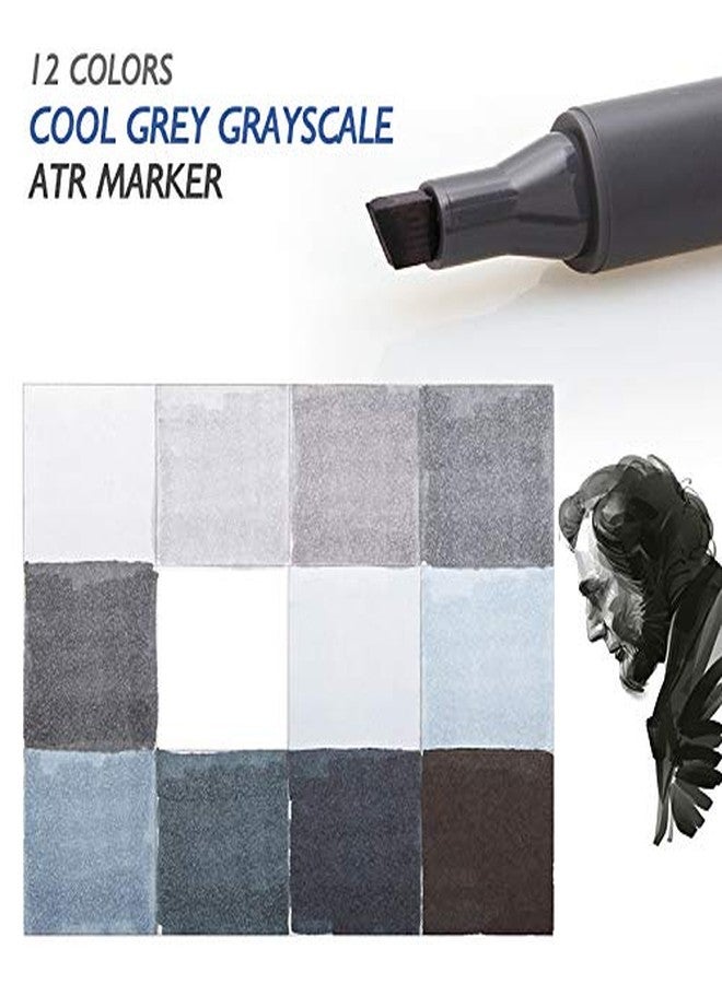 BEMLP 12 Cool Grey Colors Art Markers Grayscale Artist Dual Head Markers Set for Brush Pen Painting Marker School Student Supplies - Image 5