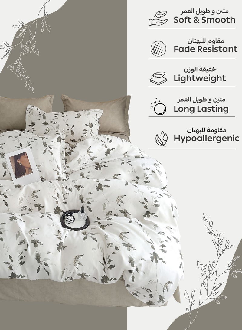 Donetella Printed Duvet Set, Queen Size Fits 150x200 cm - 6-Pcs Bed Set, Microfiber Fabric - 1 Duvet Cover, 1 Fitted Sheet, 2 Pillow Shams, 2 Pillowcases (Filler Not Included) - Image 5