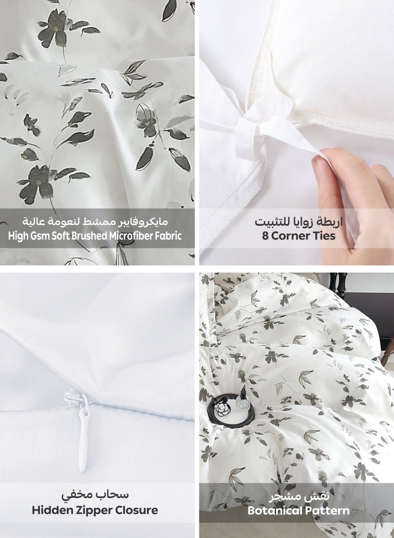 Donetella Printed Duvet Set, Queen Size Fits 150x200 cm - 6-Pcs Bed Set, Microfiber Fabric - 1 Duvet Cover, 1 Fitted Sheet, 2 Pillow Shams, 2 Pillowcases (Filler Not Included) - Image 4