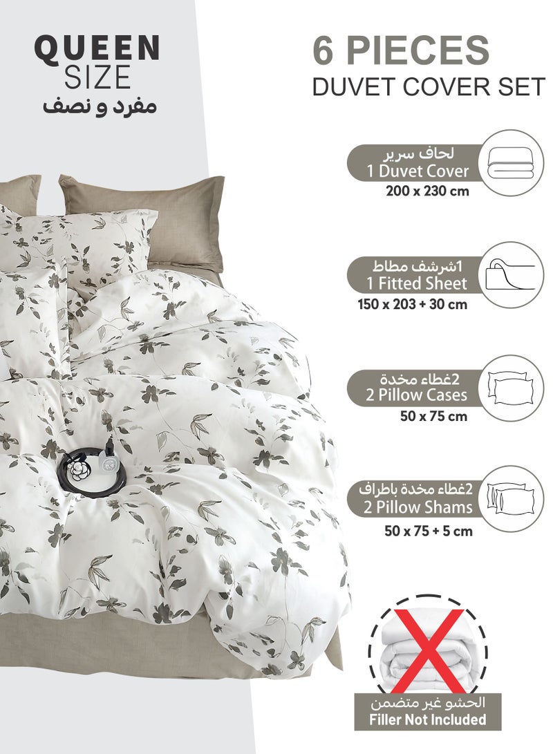 Donetella Printed Duvet Set, Queen Size Fits 150x200 cm - 6-Pcs Bed Set, Microfiber Fabric - 1 Duvet Cover, 1 Fitted Sheet, 2 Pillow Shams, 2 Pillowcases (Filler Not Included) - Image 3