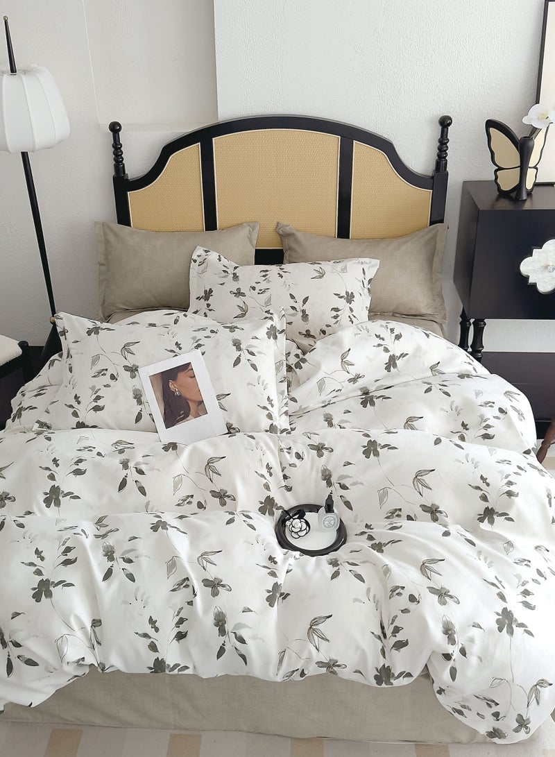 Donetella Printed Duvet Set, Queen Size Fits 150x200 cm - 6-Pcs Bed Set, Microfiber Fabric - 1 Duvet Cover, 1 Fitted Sheet, 2 Pillow Shams, 2 Pillowcases (Filler Not Included) - Image 1