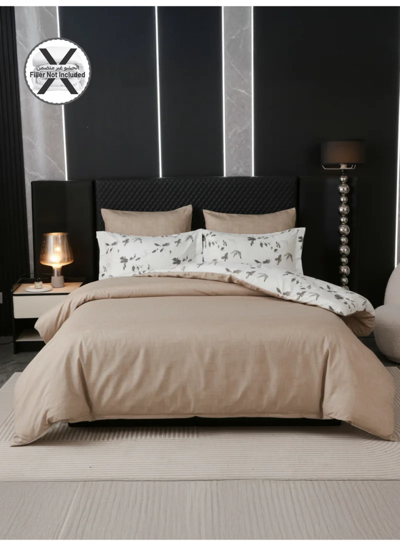 Donetella Printed Duvet Set, Queen Size Fits 180x200 cm - 6-Pcs Bed Set, Microfiber Fabric - 1 Duvet Cover, 1 Fitted Sheet, 2 Pillow Shams, 2 Pillowcases (Filler Not Included)