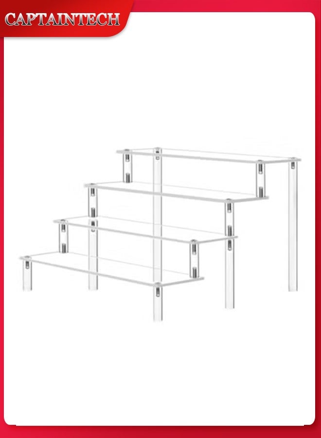 Captaintech Clear Acrylic Riser Display Stand, 4 Tier Organizer Shelf for Figures, Toys, Jewelry, Cupcakes, Desserts, Perfume, Nail Polish - Retail Riser - Image 1