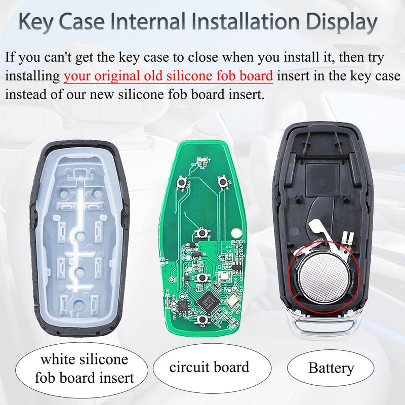 SUPALAND Key Fob Shell Case Replacement Fits for Ford Mustang Fusion Edge Explorer F150 F250 F350 Lincoln MKZ MKX MKC 2014-2017 Keyless Entry Remote Control 5 Button Pad Cover M3N-A2C31243300 - Image 2