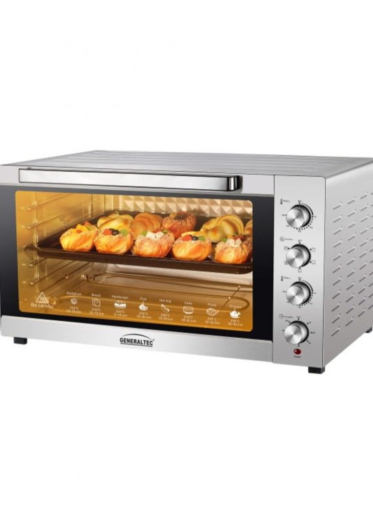 GENERALTEC Generaltec Electric Toaster Oven with Convection fan and Stainless steel heating elements, 60 minute timer with bell, 70-250 degree adjustable 