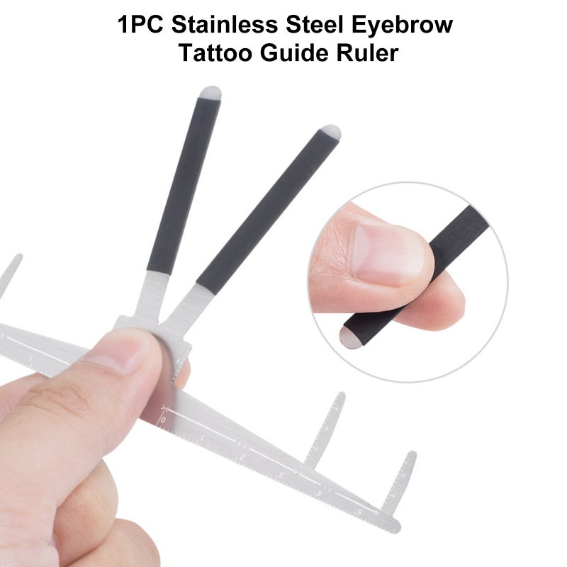 1pc Eyebrow Ruler Stainless Steel Eyebrow Tattoo Guide Ruler Permanent Makeup Measure Eyebrow Grooming Shaper Eyebrow Tattooing Tool Makeup Ruler Reusable - Image 3