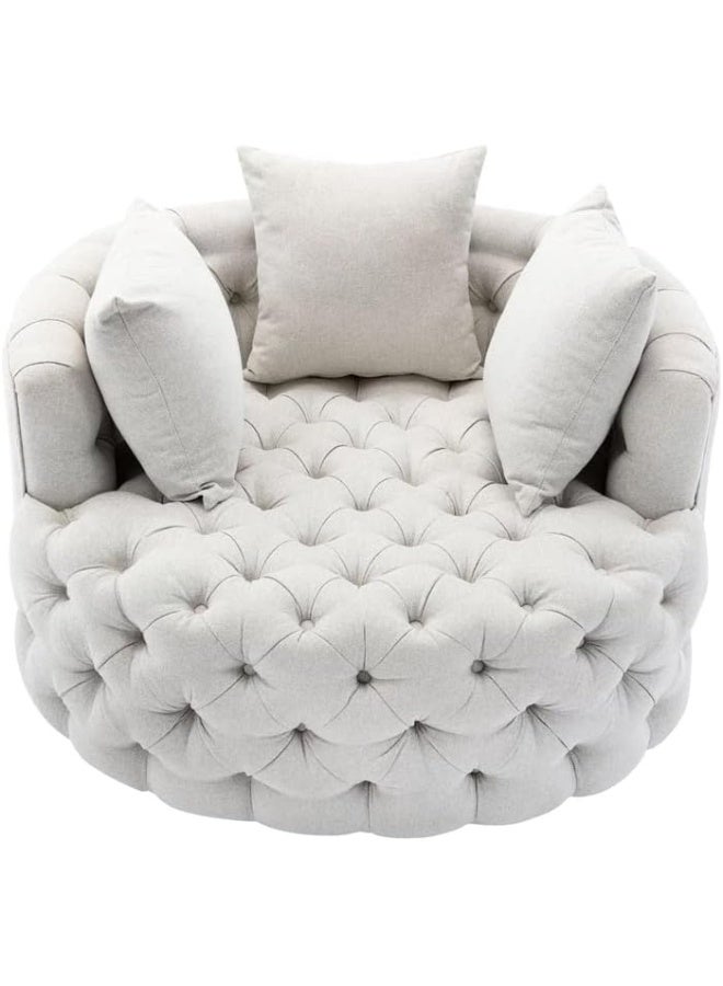 Poppins Home Poppins HOME Wide Tufted Lounge Chair Button Design For Living Room (Orange)  - Image 3