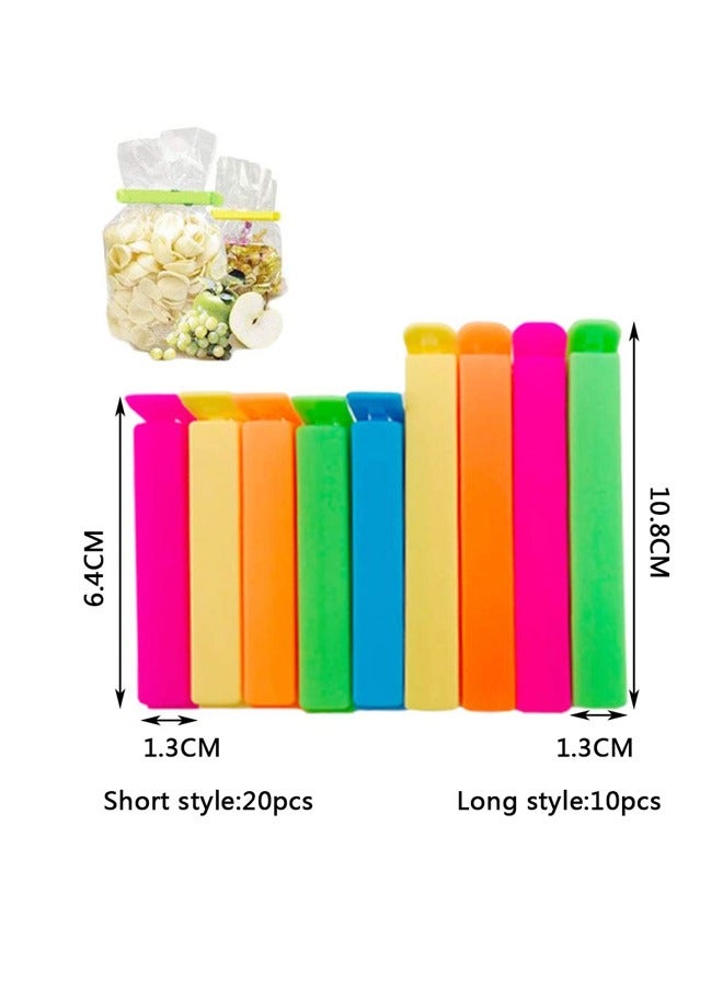GUSGU Plastic Sealing Clips 30 pcs Colorful Reusable Food Bag Clips for Fresh Keeping Snack Bread Bag Clamp Sealer Kitchen Food Storage and Organization Everyday Use - Image 2