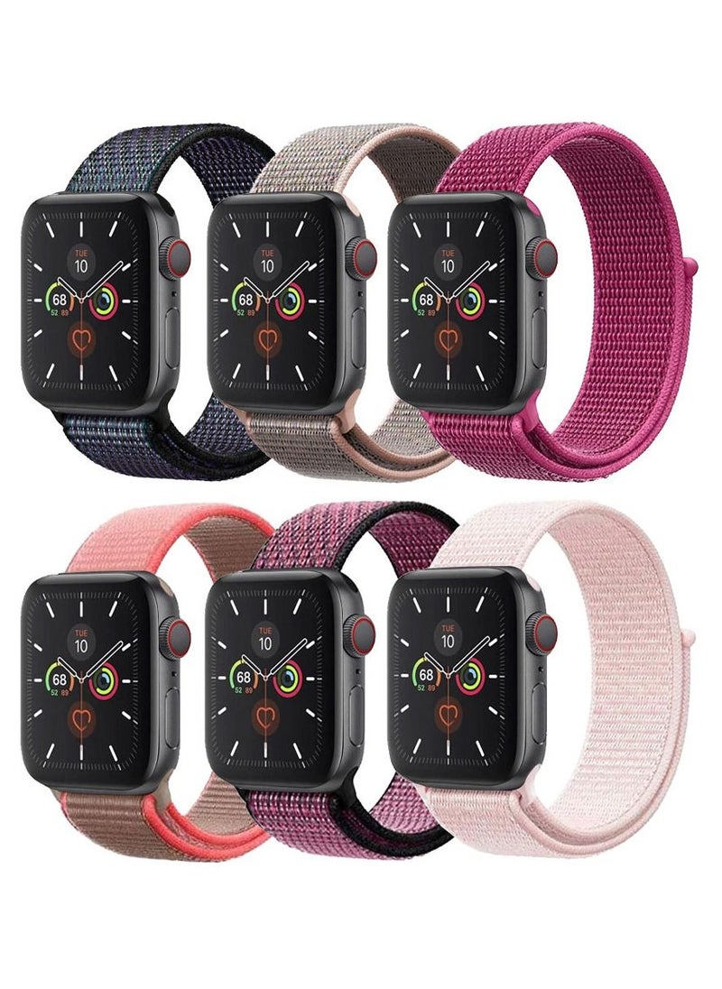 CATANES 6 Pack For Apple Watch 41mm 40mm 38mm Nylon Sport Loop Band Compatible With iWatch Series 7 SE 6 5 4 3 2 1 Men Women Braided Stretchy Nylon Loop Bands  - Image 2