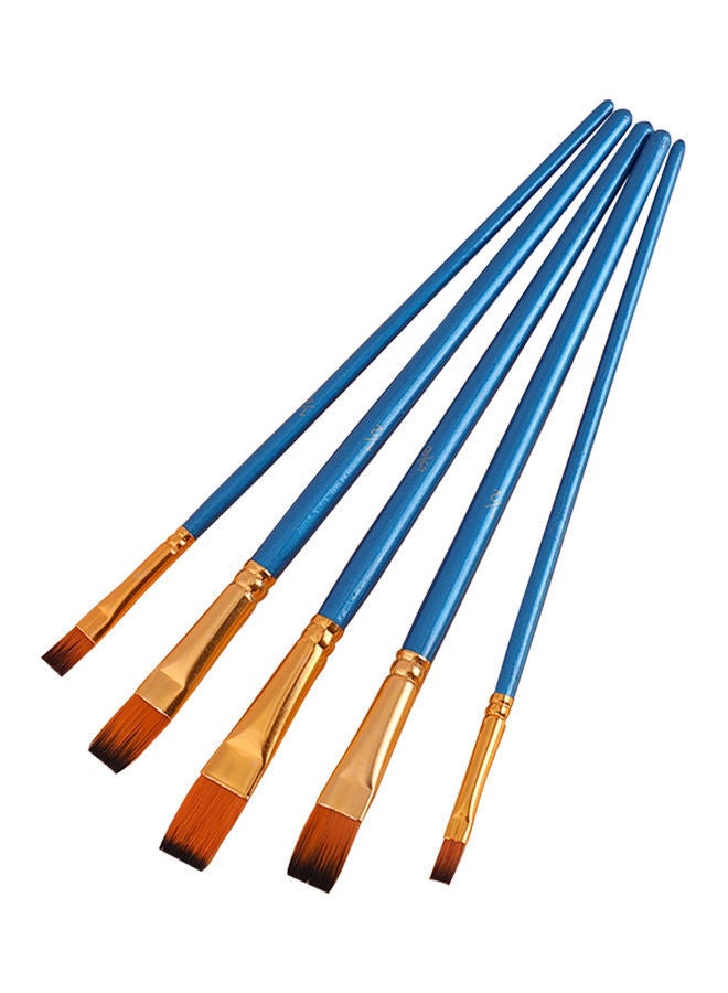 NIBEMINENT 5-Piece Flat Paint Brush Set Blue/Golden/Brown - Image 1