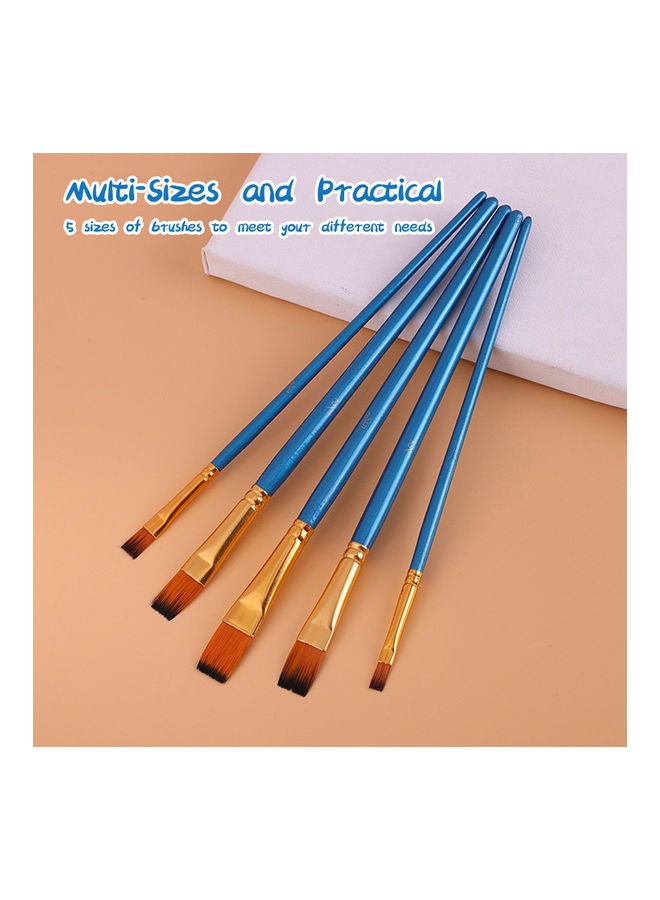 NIBEMINENT 5-Piece Flat Paint Brush Set Blue/Golden/Brown - Image 2