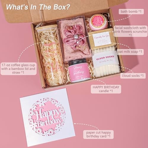 oolevassy Gifts for Her, Birthday Gifts for Women, Happy Birthday Gift Set for Sister, Unique Gift Baskets for Mom, Funny Gift Ideas, Gift Box for Wife Best Friends Daughter Coworkers Aunt Teacher(Pink) - Image 2