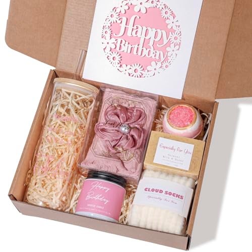 oolevassy Gifts for Her, Birthday Gifts for Women, Happy Birthday Gift Set for Sister, Unique Gift Baskets for Mom, Funny Gift Ideas, Gift Box for Wife Best Friends Daughter Coworkers Aunt Teacher(Pink) - Image 1