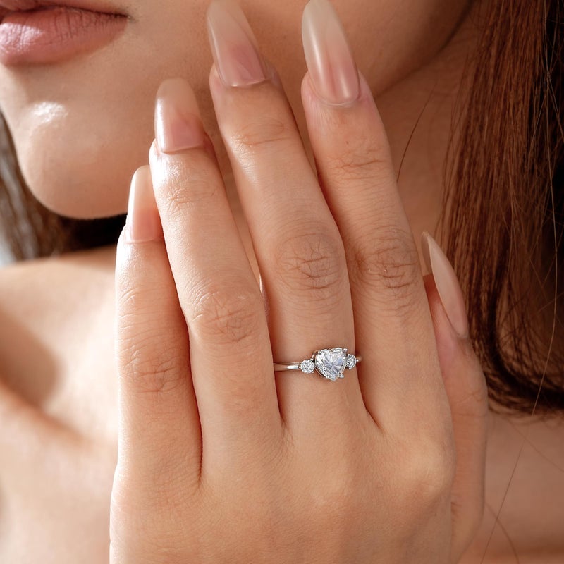 JIAOGE Promise Rings for Her - S925 Sterling Silver Moissanite Rings for Women Promise Ring Engagement Rings for Women Wedding Ring Wedding Engagement Gifts for Women Jewelry Birthday Bride Gifts - Image 2