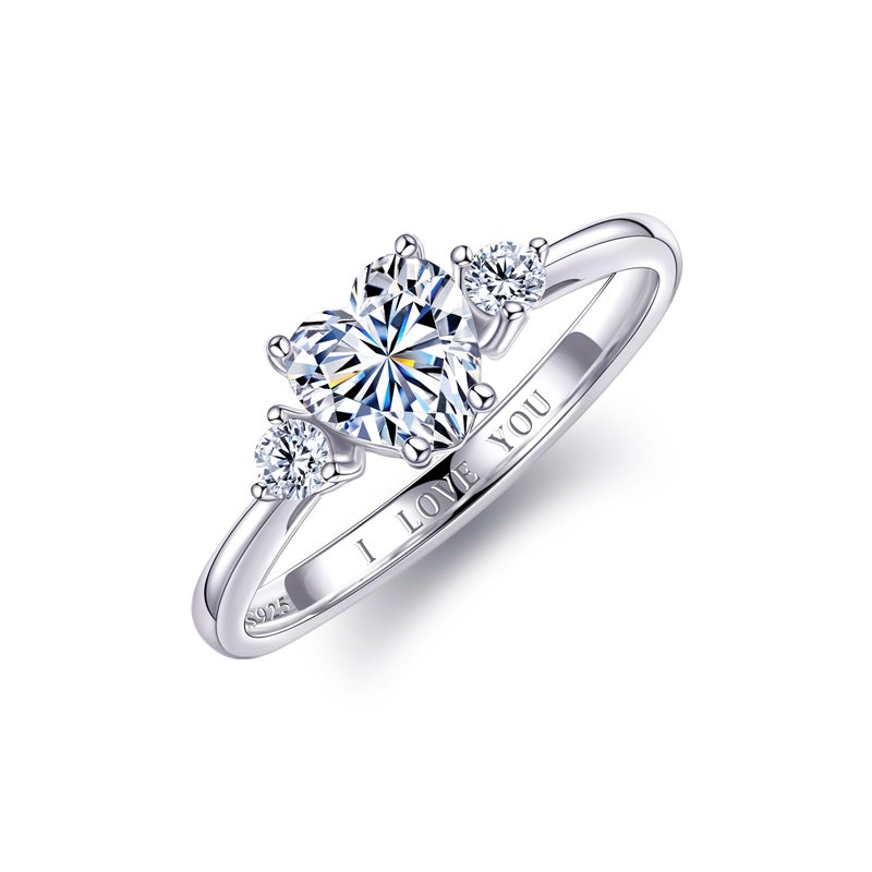 JIAOGE Promise Rings for Her - S925 Sterling Silver Moissanite Rings for Women Promise Ring Engagement Rings for Women Wedding Ring Wedding Engagement Gifts for Women Jewelry Birthday Bride Gifts - Image 1